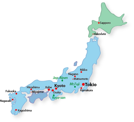 Japan Karte Sehenswürdigkeiten