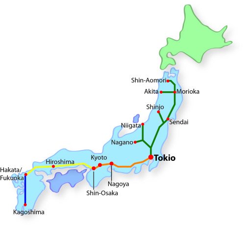 Japan Rail Pass Shinkansen Karte